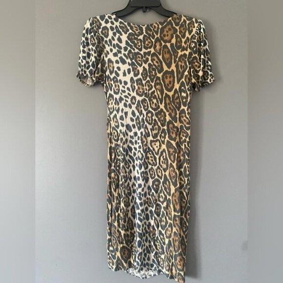 Zara Leopard Print Wrap Dress Edgy Grunge Whimsigoth Fall Layering Staple M - Picture 6 of 12